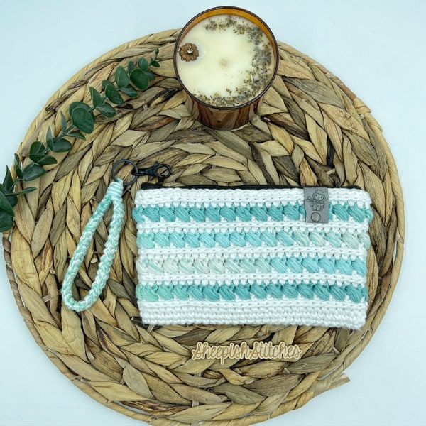 Mountain Ridge Wristlet Crochet Pattern by Sheepish Stitches | Clutch | Zipper Pouch | Purse | Zippered Wristlet