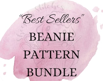 BEST SELLERS beanie pattern bundle. Mountain Ridge Beanie, Harvest Braid Beanie, Julianna Beanie, Twisted Canyon, Dandelion Wishes Beanie