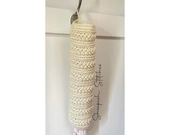 Braided Bag Holder Crochet Pattern by Sheepish Stitches | Eco-friendly Crochet | Recycling Grocery Bags | Organization | Kitchen Decor