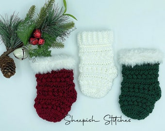 Mini Winter Braid Stocking Crochet Pattern | Holiday Decor | Christmas Gifts | Stocking Stuffers