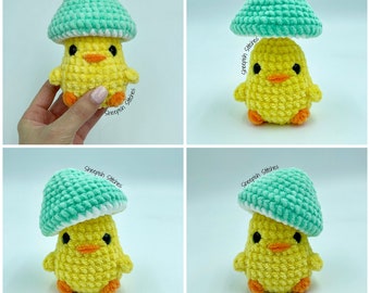 Waddles the Duck - Mushroom Fidget Pop No Sew Crochet Pattern by Sheepish Stitches