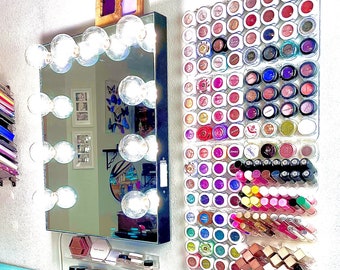 Single Eyeshadow Organizer: Wall Mount or Stackable Makeup Vanity Storage