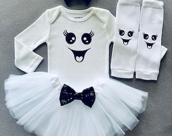 Halloween Ghost Baby Girl Outfit, Ghost Costume Halloween Outfit, Halloween Top, Halloween Costume, photo props, Ghost costume,