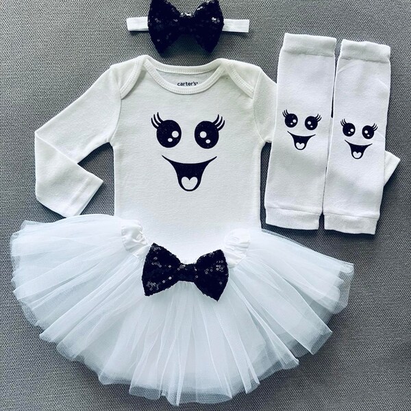 Halloween Ghost Baby Girl Outfit, Ghost Costume Halloween Outfit, Halloween Top, Halloween Costume, photo props, Ghost costume,