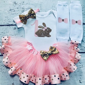 Easter Bunny Girls Outfit ,easter Pink &gold Dress, Easter Baby Girl ...