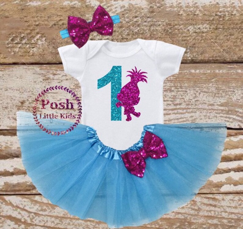Trolls birthday girl Outfit First Birthday,Second Birthday,trolls top,trolls shirt,Cake Smash Trolls birthday set,Trolls PhotoProp