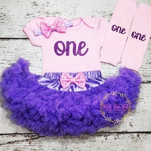 Birthday girl outfit, pink and lavender Birthday Girl Outfit,Lavender pettiskirt, One birthday outfit, 1st Birthday girl smash cake outfit, image 1