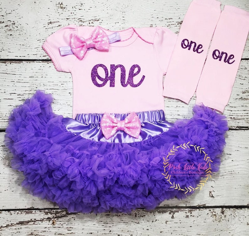 Birthday girl outfit, pink and lavender Birthday Girl Outfit,Lavender pettiskirt, One birthday outfit, 1st Birthday girl smash cake outfit, image 1