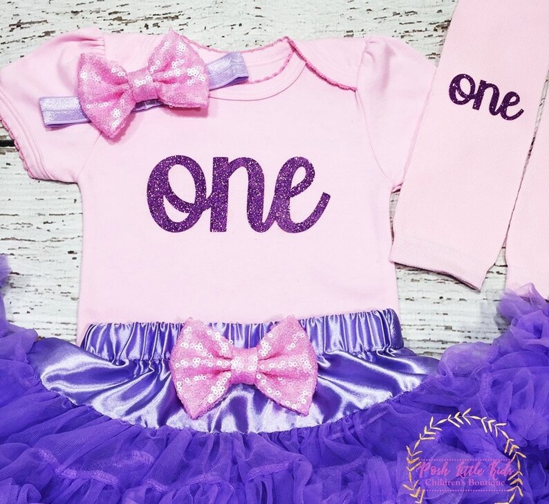 Birthday girl outfit, pink and lavender Birthday Girl Outfit,Lavender pettiskirt, One birthday outfit, 1st Birthday girl smash cake outfit, image 2