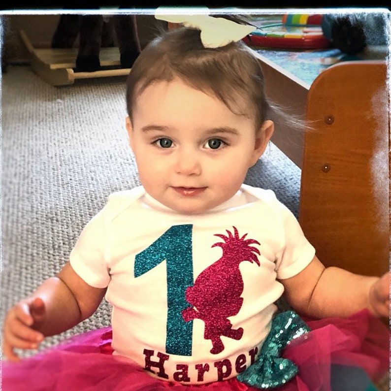 Trolls birthday girl Outfit First Birthday,Second Birthday,trolls top,trolls shirt,Cake Smash Trolls birthday set,Trolls PhotoProp