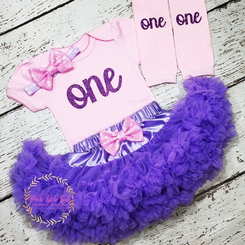 Birthday girl outfit, pink and lavender Birthday Girl Outfit,Lavender pettiskirt, One birthday outfit, 1st Birthday girl smash cake outfit, image 3