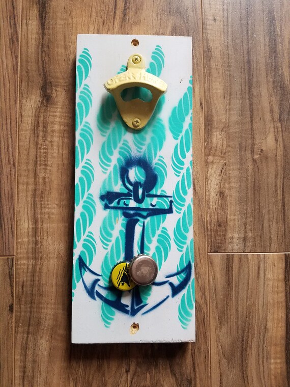 Wall Mounted Bottle Cap Opener Nautical Etsy