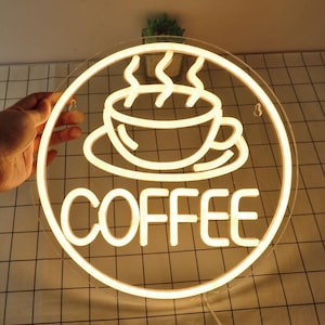 Custom Coffee Cup Neon Sign,Business Cafe Welcome Sign,LED Neon Light Sign For Coffee Bar,Home Wall Decor,Coffee Lover Gifts,Led Neon Lights