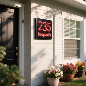 Outdoor House Number Plate,LED Address Plates,Horizontal Illuminated Address Plaque,Modern Backlit LED House Sign,Address Sign,House Warming