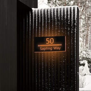 LED Backlit House Number Sign,House Number Simple Style,Personalized Metal Home Sign,Address Number,LED Address Plate,Family Name House Sign