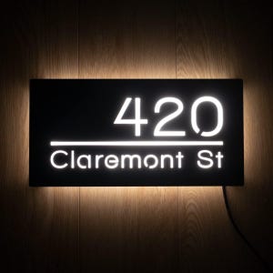 Custom Metal House Number Address Signs,Modern Led Backlit Neon Address Plaque,House Numbers Sign,Personalized Address,Lighted Number Plaque