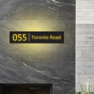 Backlit Home Number Sign,Illuminated Address Sign,Modern Home Sign,Street LED Plate,Metal Acrylic Lighted Address Sign,Home Number Light Box