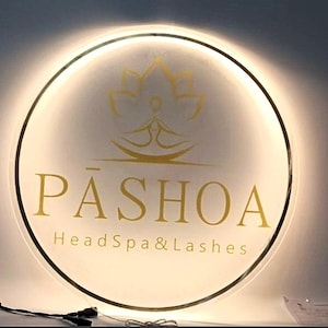 Benutzerdefinierte Hintergrundbeleuchtung Acryl Logo Schild für Spa, Bürowanddekor, 3D Acryl Logo Schild, Klinik Logo Beschilderung, Schönheitssalon Schild, Empfangssalon Schild