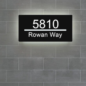 Custom Modern Backlit Home Sign,House Number Plaque,LED House Number,Street Name Sign,House Number Plate,Housewarming Gift,Metal Address Box