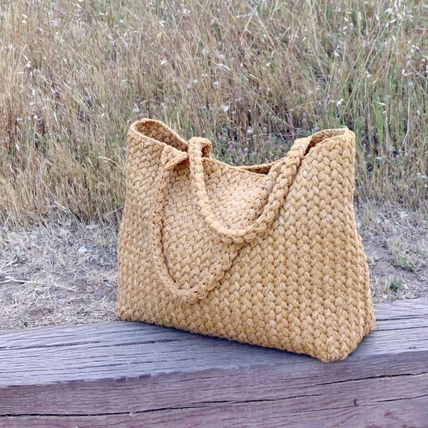 patrón de bolso de mano de ganchillo, bolso de mano gigante de verano, bolso de punto de hojaldre de ganchillo, patrón de ganchillo The Marlowe Tote y tutorial