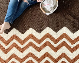 Retro Chevron Crochet Merrick Blanket Pattern (PDF Pattern
