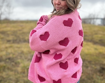 Knitting Pattern Sweater Big Heart Cardigan Sweater Knitting