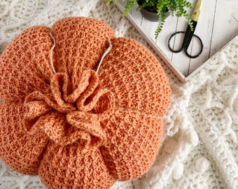 rustic pumpkin home decor, pumpkin crochet pattern, The Wavel Pumpkin crochet pattern, rustic pumpkin crochet pattern