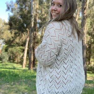 Knit Cardigan Pattern, lightweight knit cardigan, chevron lace cardigan, The Arlo Cardigan knitting pattern image 2