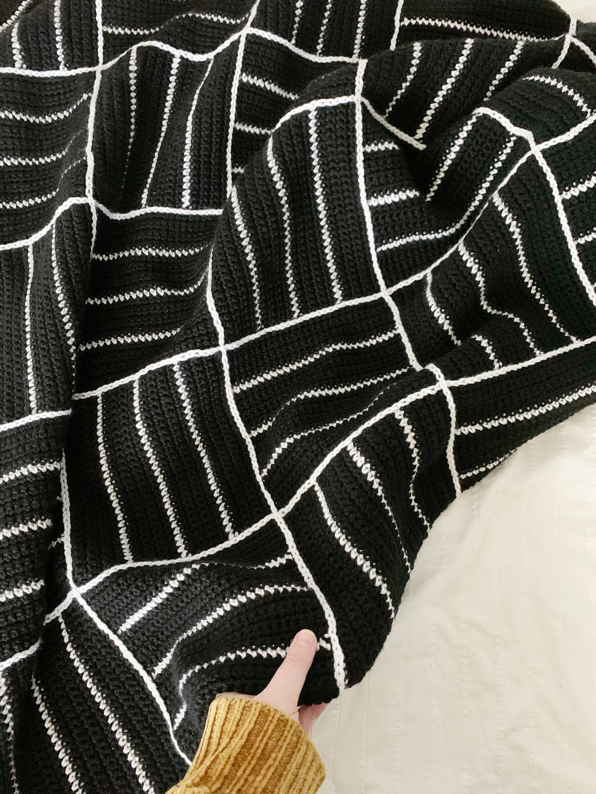 Black and White Crochet Blanket Pattern Crochet Blanket Etsy