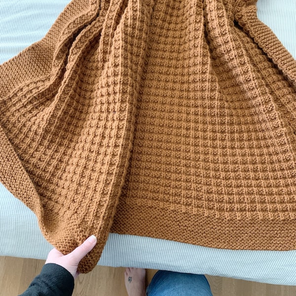 Easy Knit Throw Blanket Pattern, Beginner Friendly (PDF Pattern)