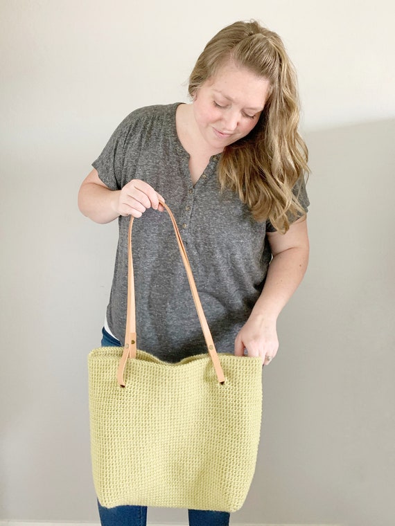 Crochet Bag Pattern with Leather Straps