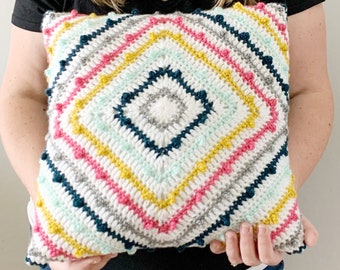 Easy crochet pillow pattern, The Timsy Pillow crochet pattern, crochet home decor pattern, throw pillow