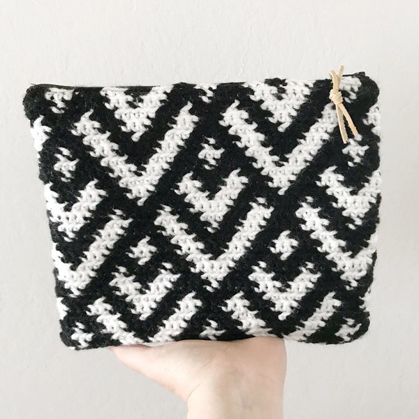 Crochet Pattern- The Landry Pouch, tapestry crochet pattern, crochet pouch pattern, zippered pouch pattern, tapestry crochet pouch