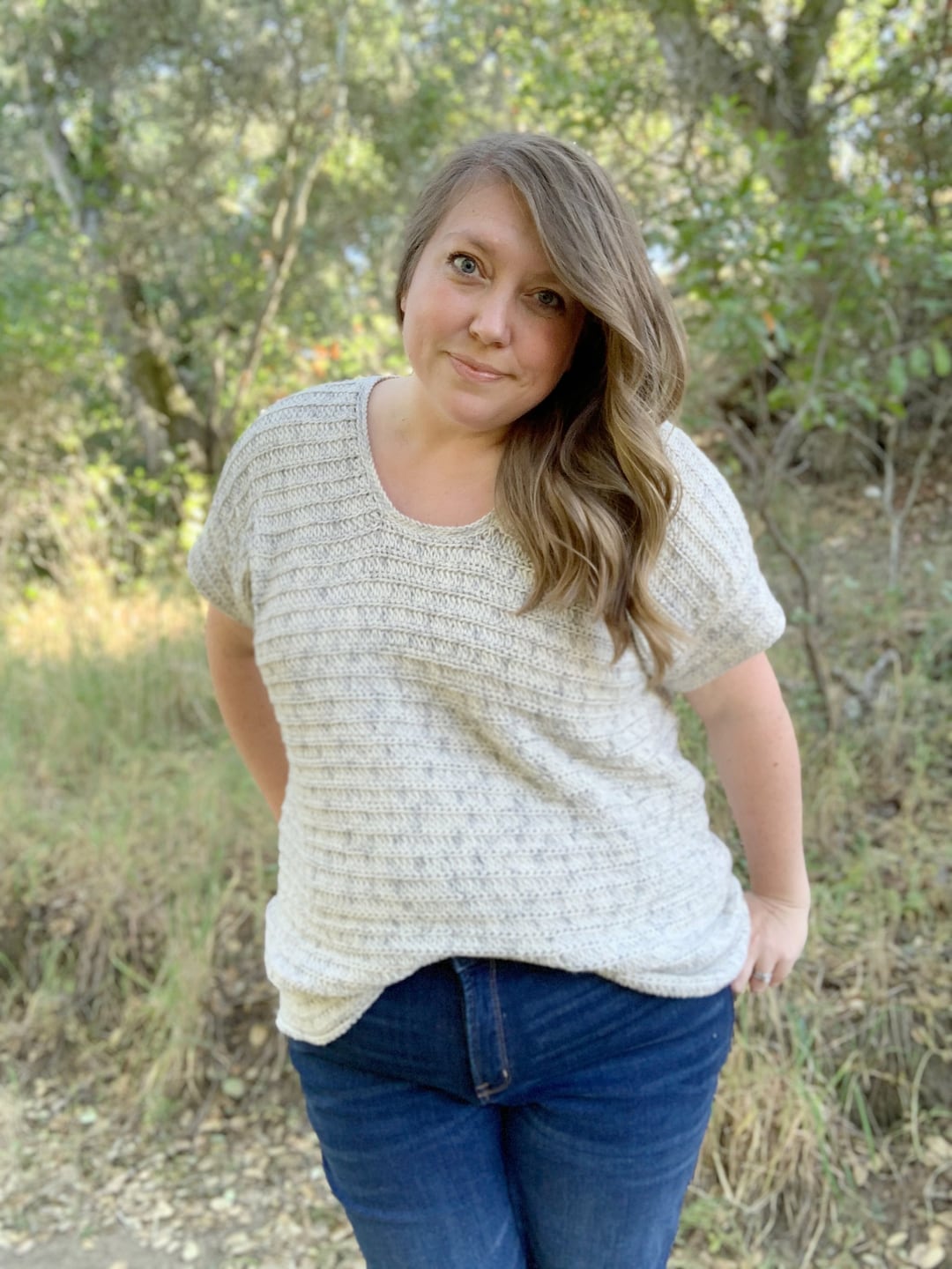 Summer Crochet Top Pattern, Short Sleeve Summer Top Pattern, the Harlee Tee, Crochet Cotton Tee