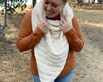 Textured Knit Triangle Shawl Pattern, Bottom Up (PDF Pattern)