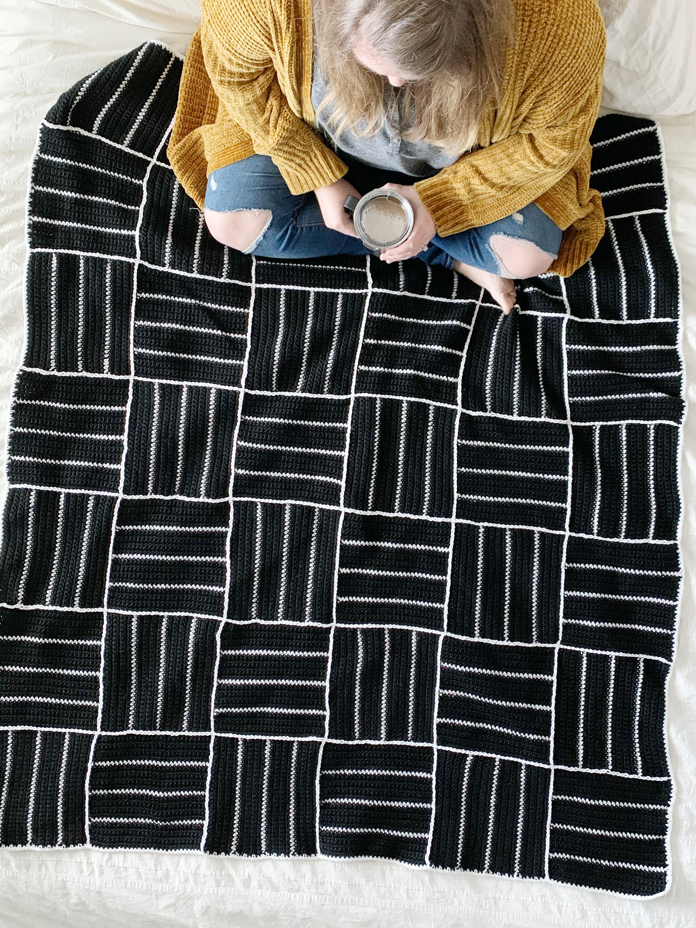 Black and White Crochet Blanket Pattern Crochet Blanket Etsy