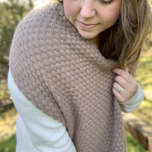 Easy knit blanket scarf pattern, beginner friendly knitting pattern, The Briggs Blanket Scarf knitting pattern
