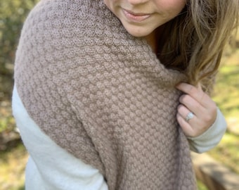 Easy knit blanket scarf pattern, beginner friendly knitting pattern, The Briggs Blanket Scarf knitting pattern