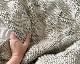 Quade Throw Knitting Pattern: Easy Checkered Blanket (PDF Pattern)