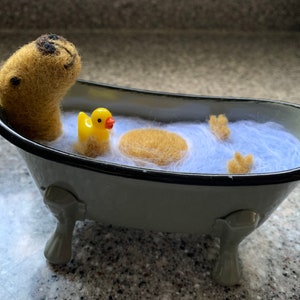 Needle Felted Capybara Tub