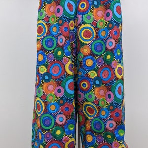 Adult costume pants, multi color circle and polka dot clown clothing, men / women over sized cotton pants, unisex circus clothing