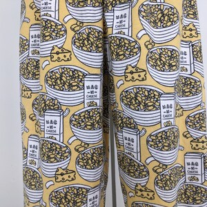Mac -N- cheese print women pajama pants, loose fit comfy pants, high waist flannel lounge pants, food print jammies, pajama gifts