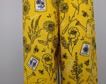 Handmade Flannel Pajama Pants, Garden Print Sleepwear