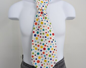Giant polka dot costume neck tie, multi colored extra large clown tie, costume party clothing accessory, adult clown gifts