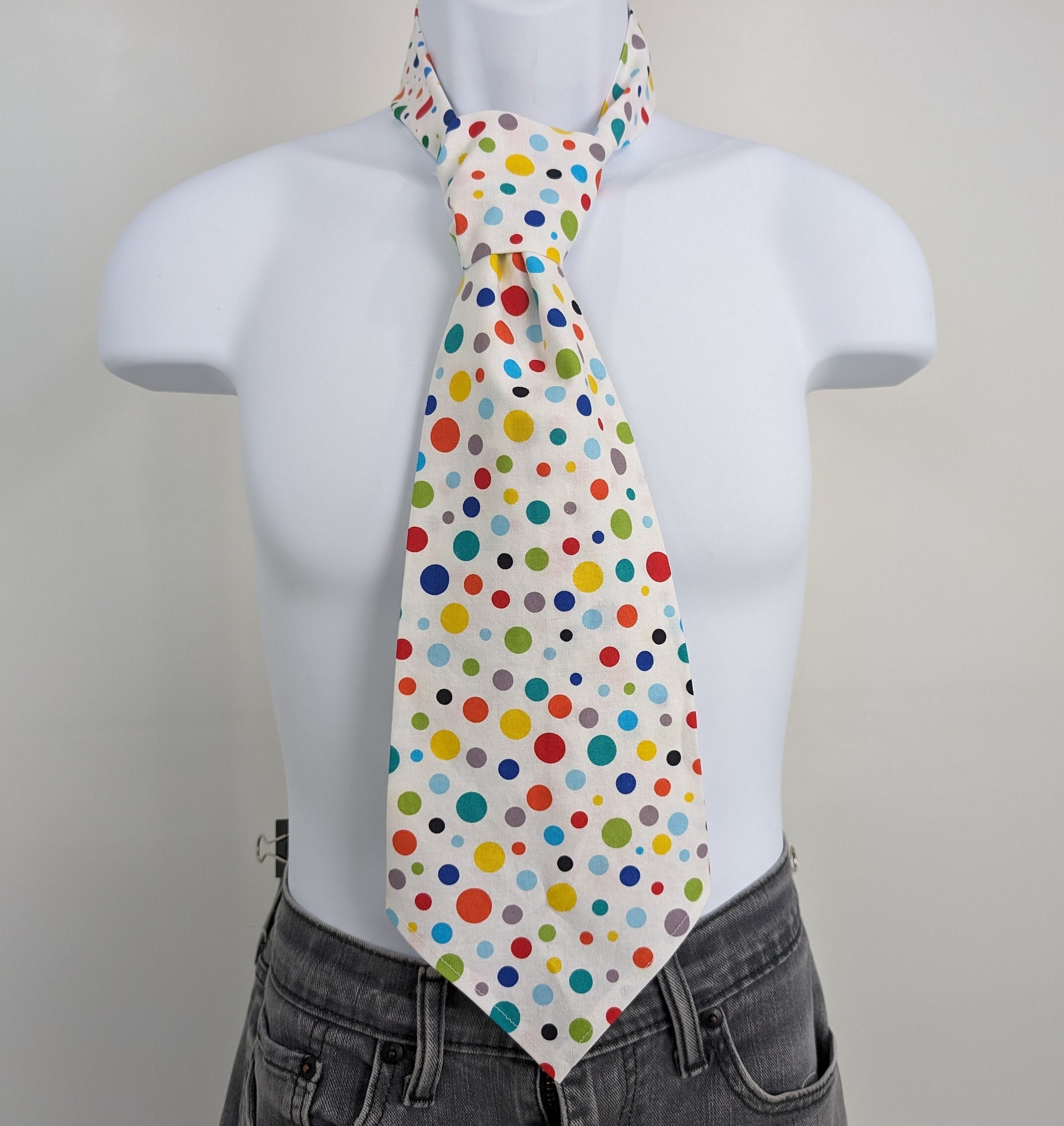 rainbow polka dot tie