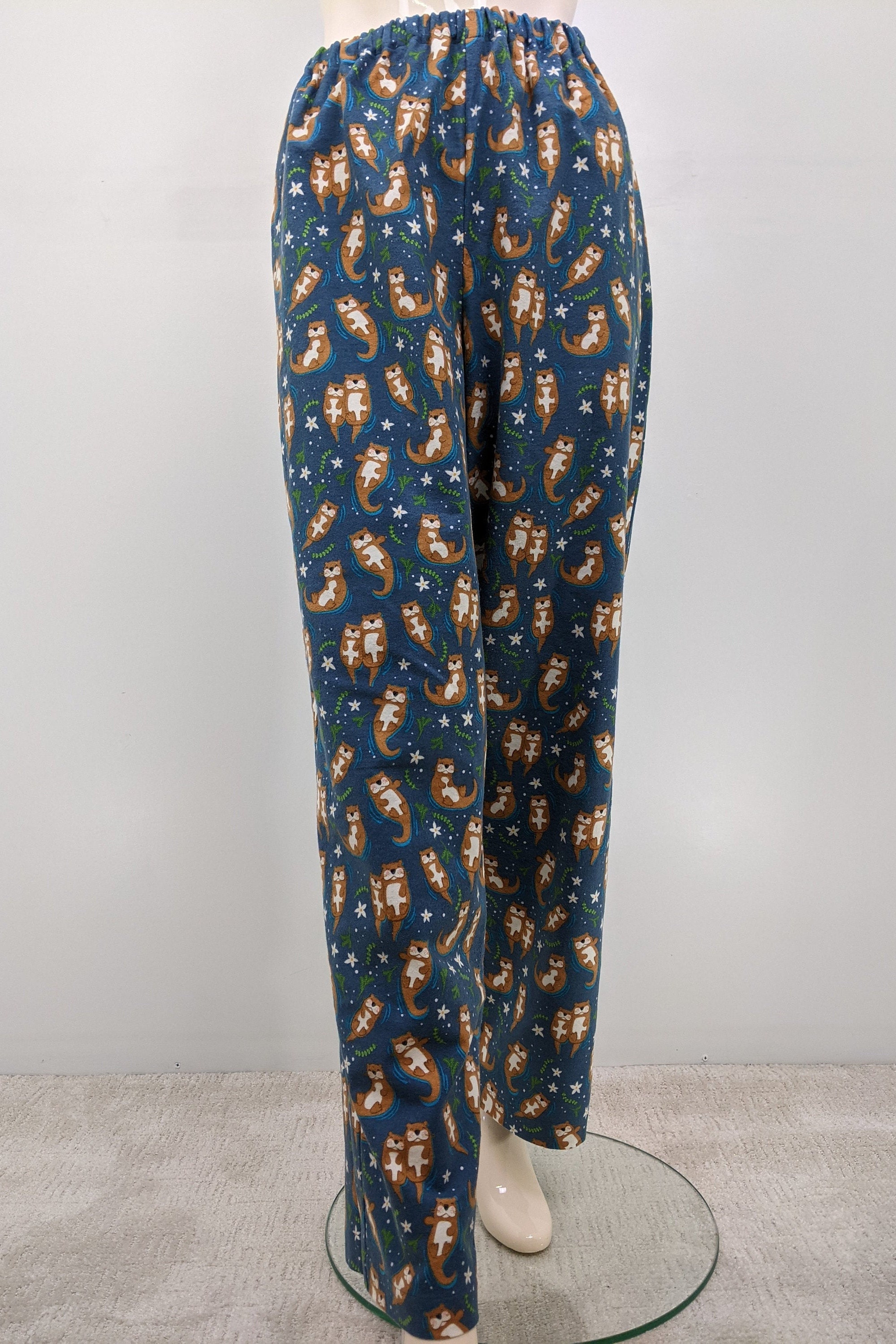 Otter Pajama Pants/ Women Flannel Lounge Wear/ Comfy Elastic - Etsy