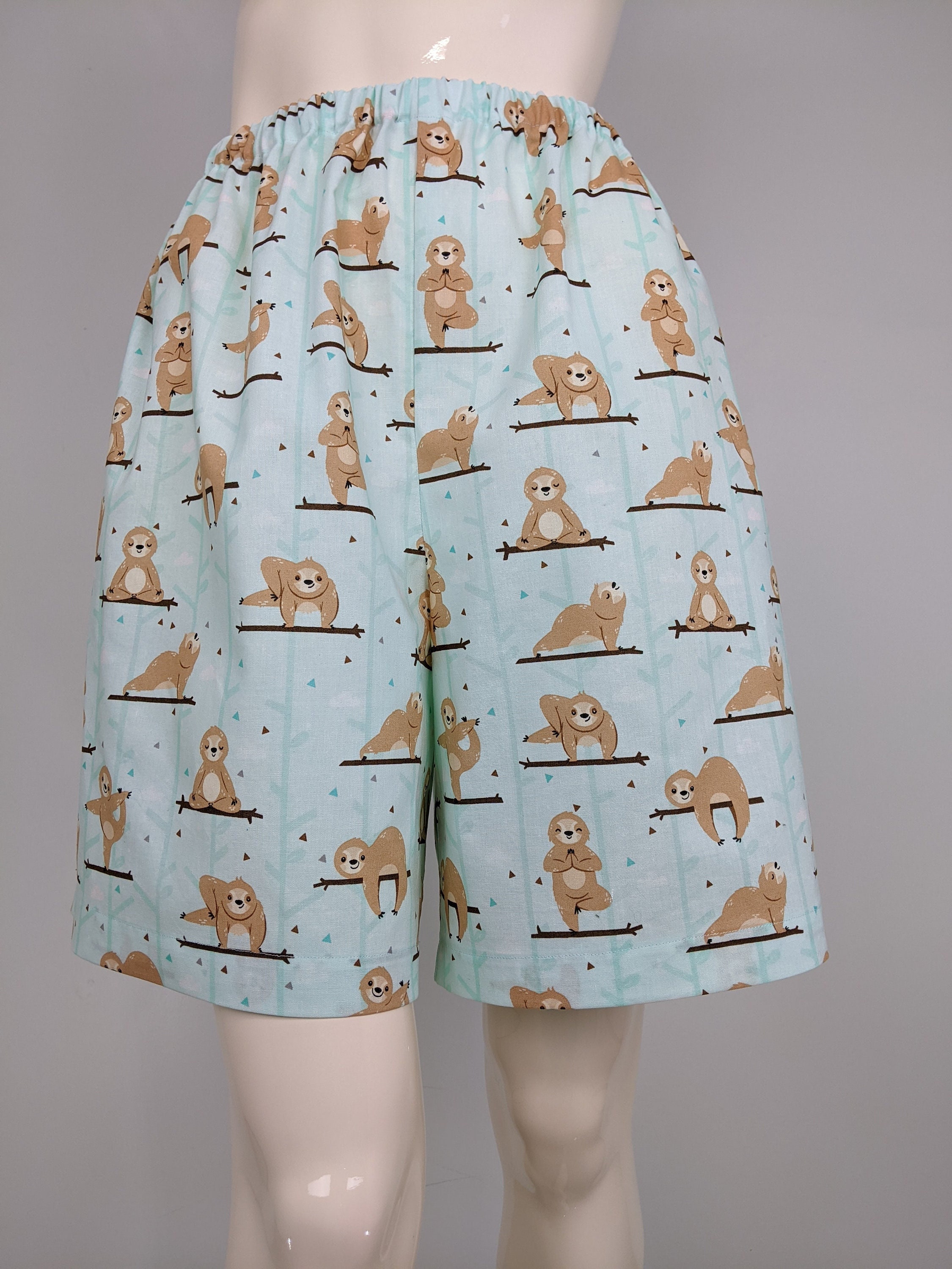 Sloth Print Pajama Shorts Women Cotton 
