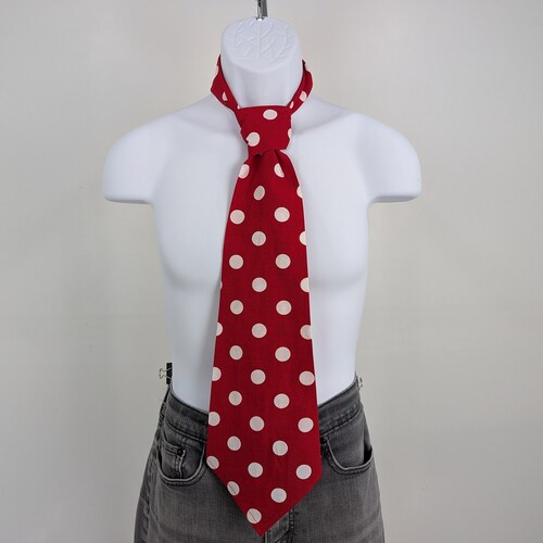 Oversized Red Polka Dot Necktie: Handmade Clown Costume Accessory