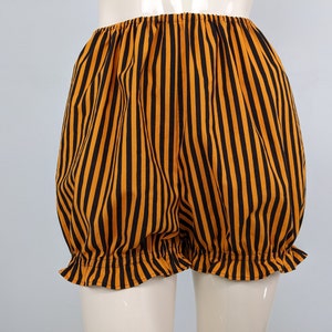 Orange and black striped ruffle bloomers, women costume puffy shorts, high waist cotton pumpkin shorts, circus costume clothing accessories