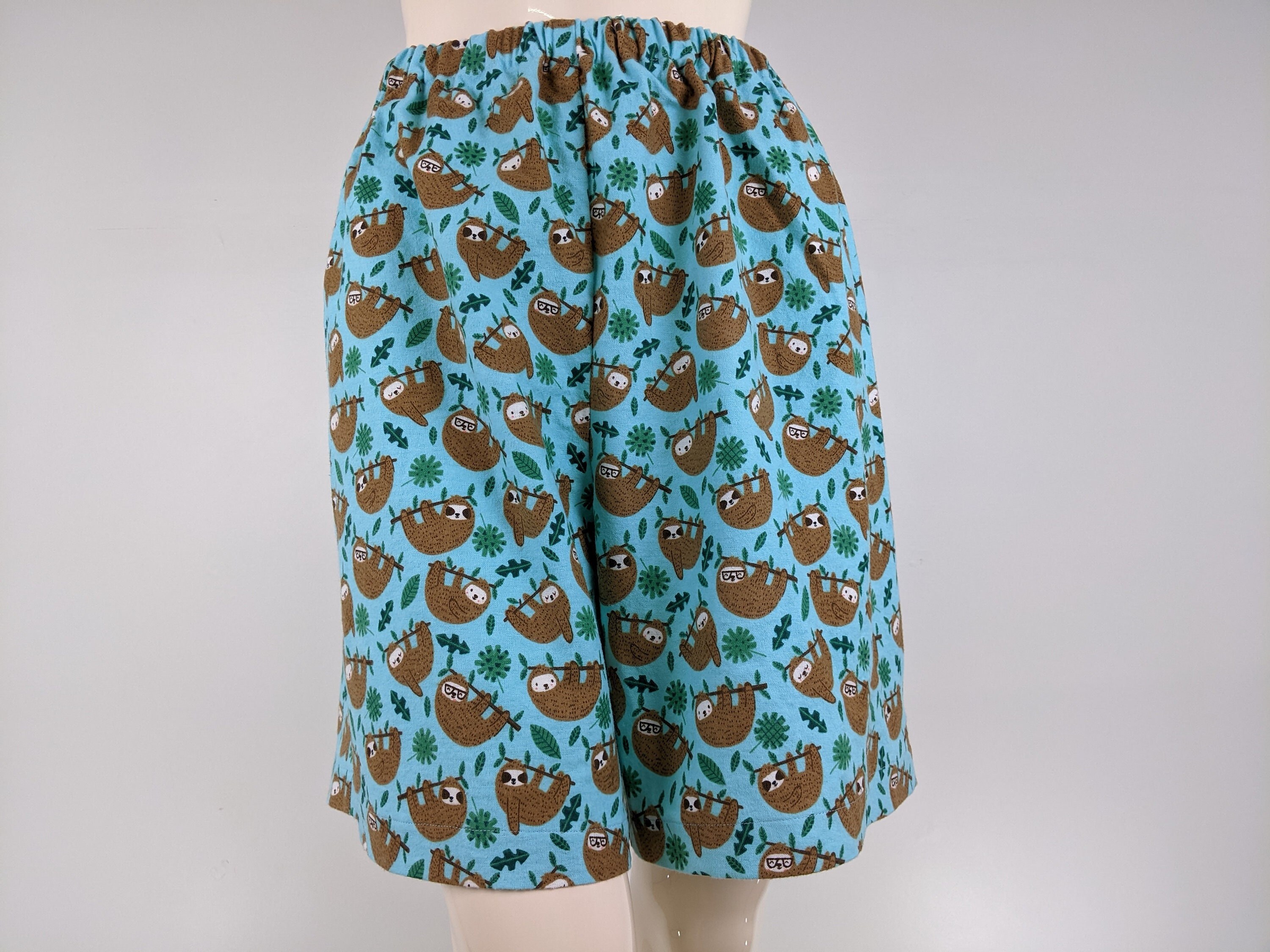 Sloth Print Pajama Shorts Women High 